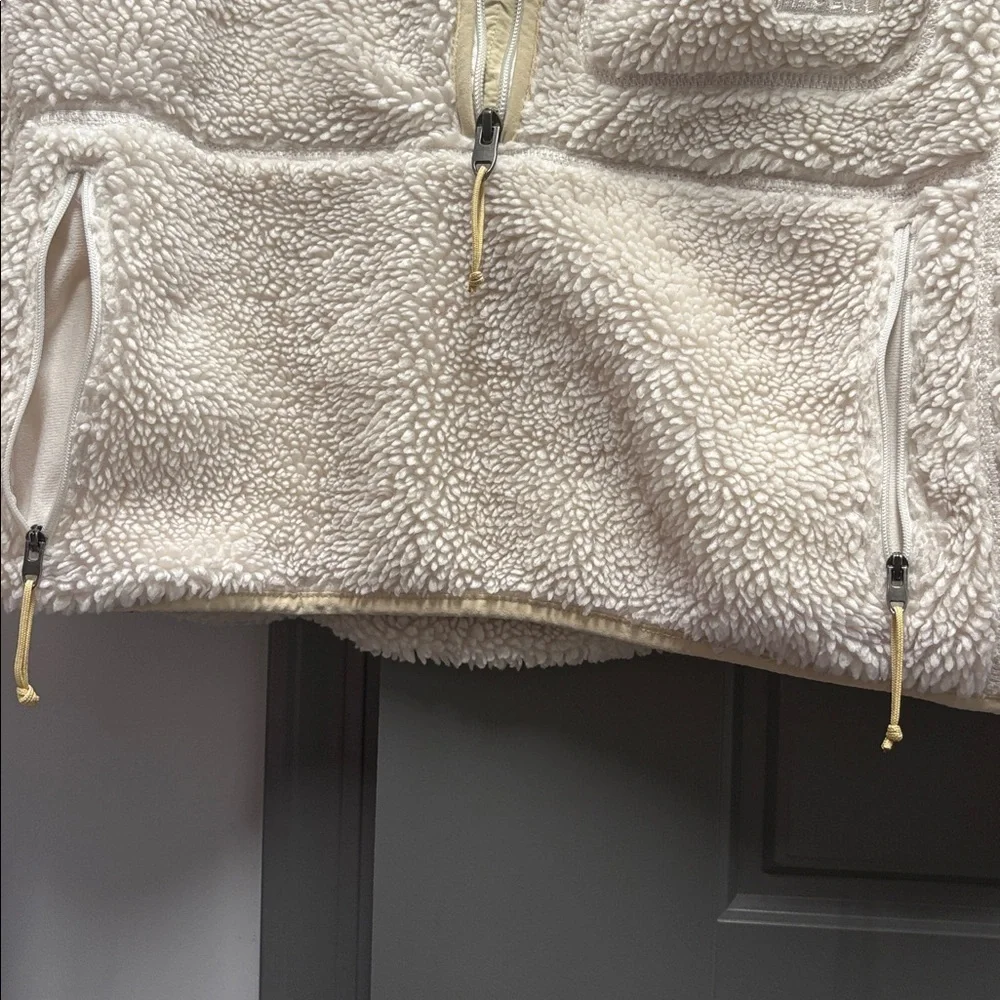 NORTH FACE cream tan neutral Sherpa cropped pullover crop jacket half zip - Picture 14 of 14